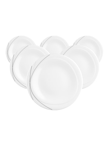 Seltmann Weiden 6er Set Frühstücksteller Trio Highline ø 23 cm weiß-grau in weiß-grau