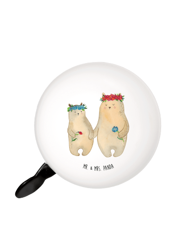 Mr. & Mrs. Panda Fahrradklingel Bären mit Blumenkranz ohne Spruch in Weiß