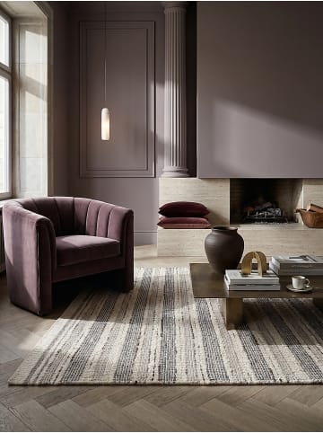 KADIMA DESIGN HYTHE Esszimmerteppich Streifen Flachgewebe 140x200 Natur wendbar in Natur