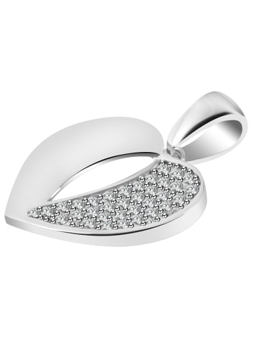 Adeliás Damen Anhänger – Herz Herzanhänger aus 925 Silber mit Zirkonia in silber