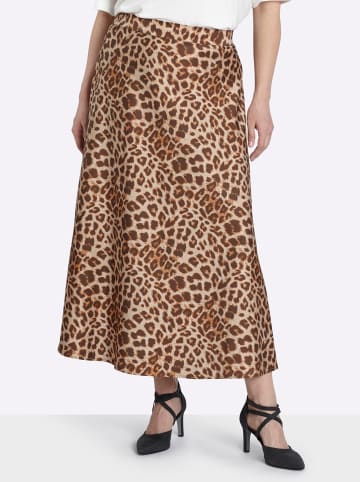 sheego Satin-Rock in camel-schoko-bedruckt