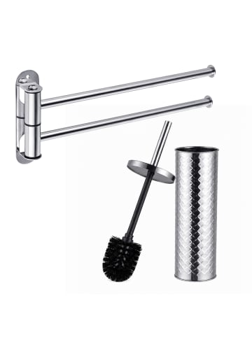 relaxdays 2-tlg. Badezimmer Set in Silber