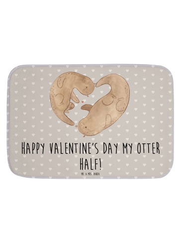 Mr. & Mrs. Panda Badeteppich Otter Valentine mit Spruch in Grau Pastell