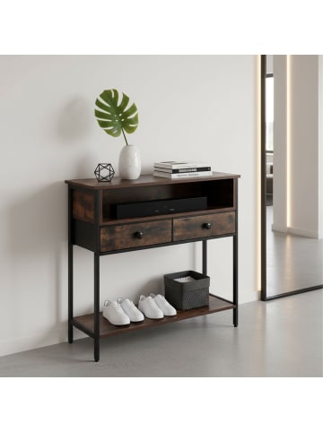 relaxdays Konsolentisch in Dunkelbraun - (B)80 x (H)80 x (T)30 cm