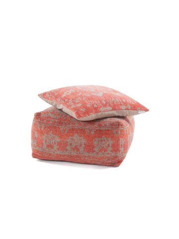 Kayoom Retro Sitzkissen Paramount Pouf & Cushion Set 80cm x 80cm in rot - taupe