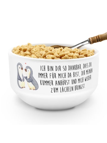 Mr. & Mrs. Panda Dessertschale Pinguine trösten mit Spruch in Weiß