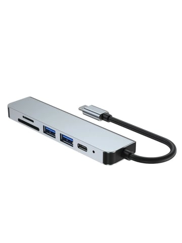 TechProtect 6in1 Multifunktionsadapter V4 USB-C – USB-A/ USB-C/ HDMI /Micro SD /TF in Grau