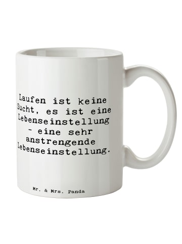 Mr. & Mrs. Panda Keramiktasse Spruch Laufen Lebensstil mit Spruch in Weiß