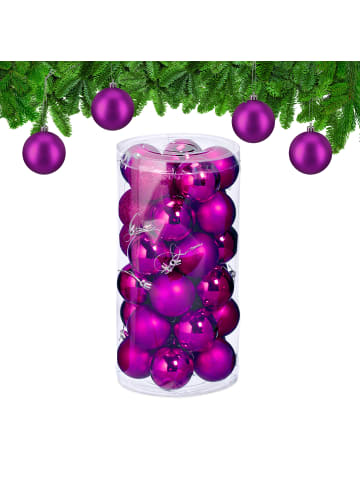 relaxdays 30-tlg. Weihnachtskugeln Set in Pink
