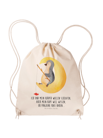 Mr. & Mrs. Panda Rucksackbeutel Pinguin Mond mit Spruch in Creme
