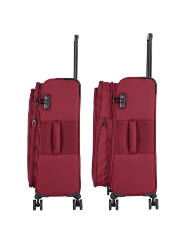 D&N Travel Line 9704 4 Rollen Kofferset 3-teilig mit Dehnfalte in dark red