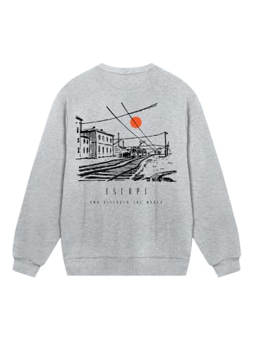 F4NT4STIC Sweatshirt Escape Discover the World Town Train Station in grau meliert