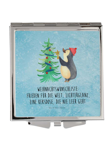 Mr. & Mrs. Panda Klappspiegel Pinguin Weihnachtsbaum mit Spruch in Eisblau