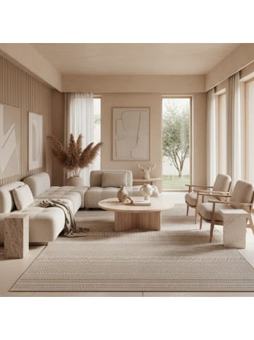 KADIMA DESIGN Teppich Outdoor Flachgewebe Ethno Muster Polypropylen Balkon in Beige