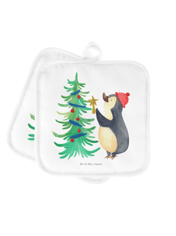 Mr. & Mrs. Panda Topflappen Pinguin Weihnachtsbaum ohne Spruch in Weiß