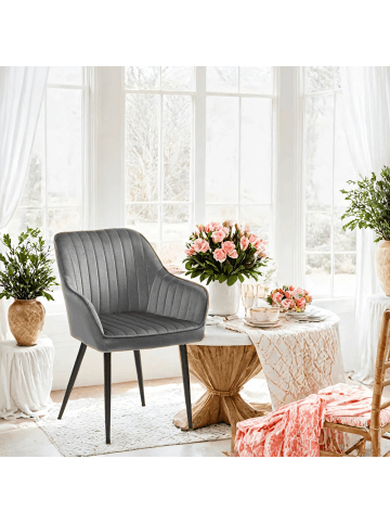 SONGMICS Esszimmerstuhl Tyra in Hellgrau-Schwarz - (B)62.5 x (H)85 x (T)60 cm