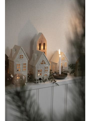 IB Laursen Haus für Teelicht mit Rundbogen Fenster Creme Weiß 10x15 cm