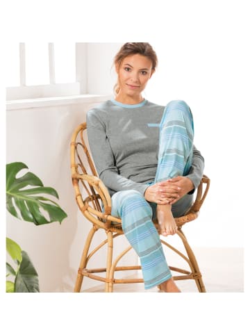 REDBEST Single-Jersey Schlafanzug in blau/grau