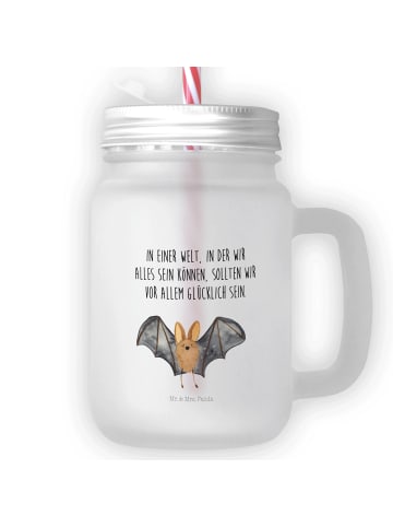 Mr. & Mrs. Panda Trinkglas Fledermaus Flügel mit Spruch in Transparent