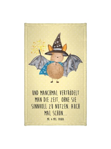 Mr. & Mrs. Panda Handtuch Fledermaus Zauberer mit Spruch in Gelb Pastell