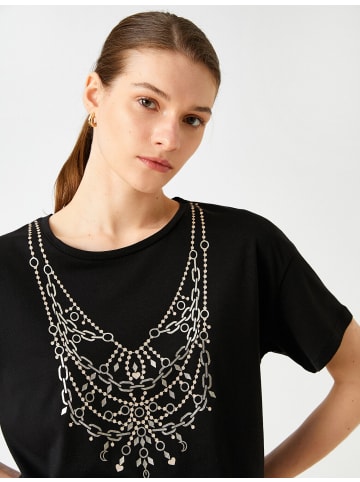 KOTON T-shirt in Schwarz