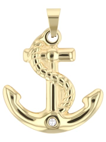 Adeliás Damen Anhänger aus Edelstahl mit Strass Steinchen in gold