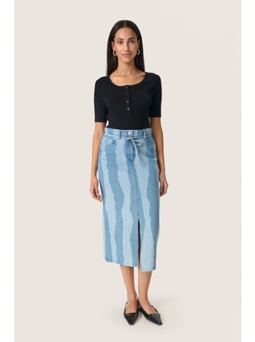 Soaked in Luxury Denimrock SLMaisa Slim fit in Medium Blue Torn Stripes