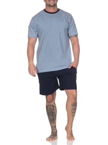 NORMANN Kurzarm Schlafanzug Shorty Pyjama 126 105 90 554 in hellblau