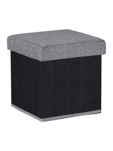 relaxdays Sitzhocker in Schwarz/ Grau - (B)35 x (H)36 x (T)35 cm