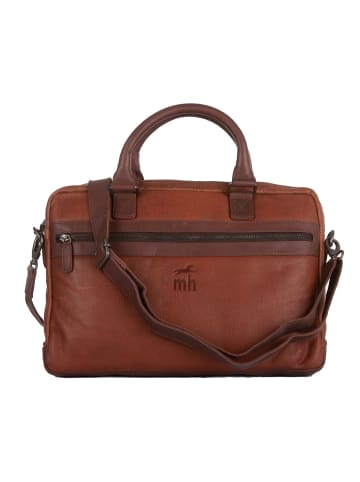 mh michael heinen Leather Bag, Aktentasche,  Messenger-Bag, in Tan & Dark Brown
