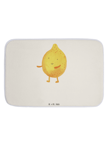 Mr. & Mrs. Panda Badematte Beste Freunde Zitrone mit Spruch in Weiß