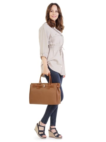 Cluty Handtasche echt Leder in cognac