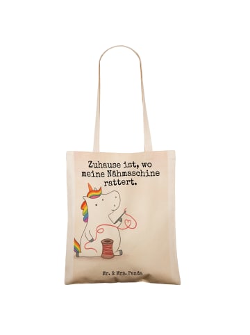 Mr. & Mrs. Panda Umhängetasche Einhorn Näherin Design mit Spruch in Weiß