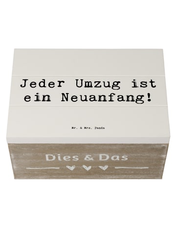Mr. & Mrs. Panda Holzbox Spruch Umzug Neuanfang mit Spruch in Weiß