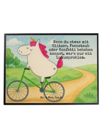 Mr. & Mrs. Panda tischauflage Einhorn Radfahrer Design mit Spruch in Weiß