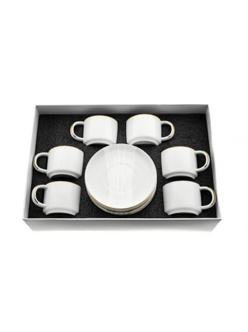 Mulex Mulex 12 Teilger Mokkatassen-Set mit Untertasse aus Porzellan in Weiß