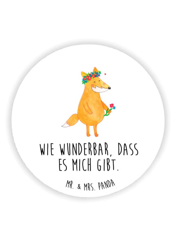 Mr. & Mrs. Panda Rund Magnet Fuchs Blumen mit Spruch in Weiß