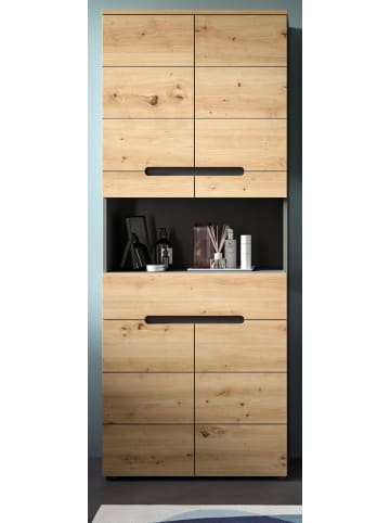 Inn.Furn Hochschrank Eiche, grau 76 x 193 cm, Badschrank mit Soft-Close