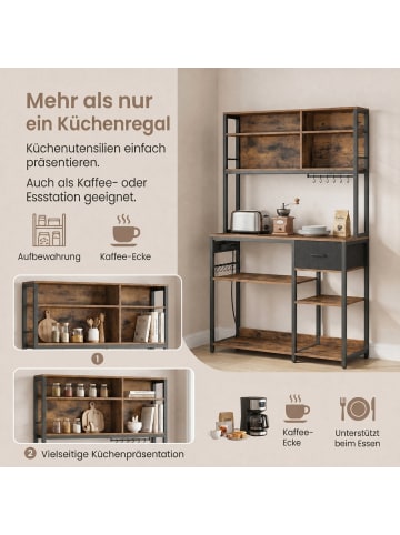 VASAGLE Küchenregal Barnet in Braun und Schwarz - (B)100 x (H)180.8 x (T)40 cm