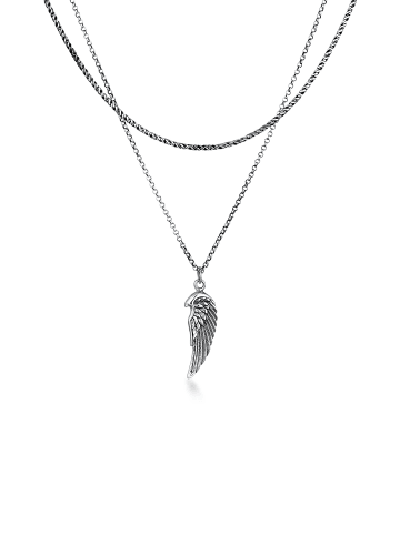 KUZZOI Halskette 925 Sterling Silber Flügel in Schwarz