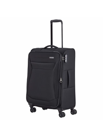 travelite Chios - 4-Rollen-Trolley M 67 cm erw. (schwarz) in schwarz