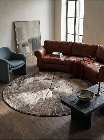 KADIMA DESIGN OGLIO Rundteppich Natur 160x160 Abstrakt Polypropylen Wohnzimmer in Natur