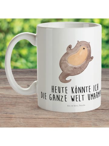 Mr. & Mrs. Panda Plastikbecher Otter Umarmen mit Spruch in Weiß
