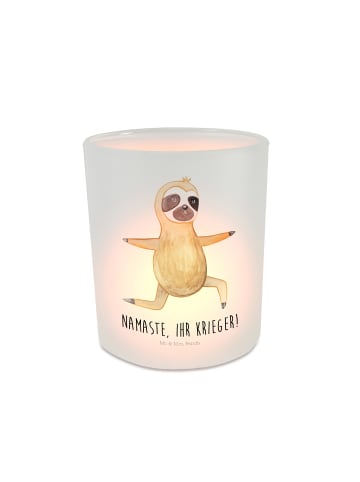Mr. & Mrs. Panda Windlicht Klein Faultier Yoga mit Spruch in Transparent