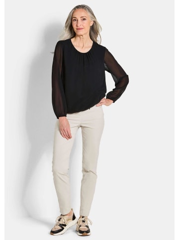 GOLDNER Jerseybluse mit Falten-Details in schwarz