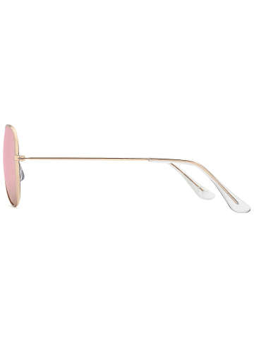 styleBREAKER Piloten Sonnenbrille in Gold / Pink verspiegelt