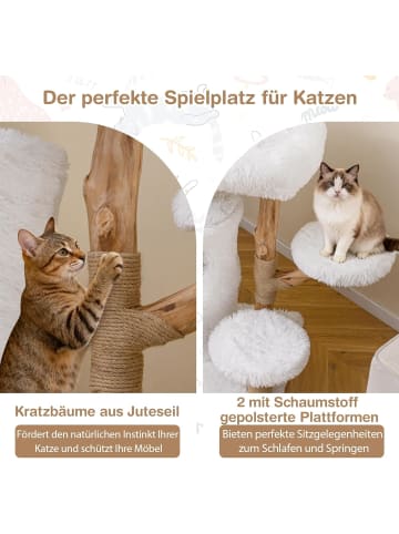 COSTWAY Kratzbaum Holz 93 cm hoch in Weiß
