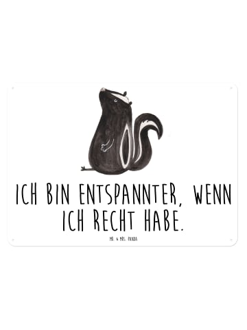 Mr. & Mrs. Panda Blechschild Stinktier Sitzen mit Spruch in Weiß