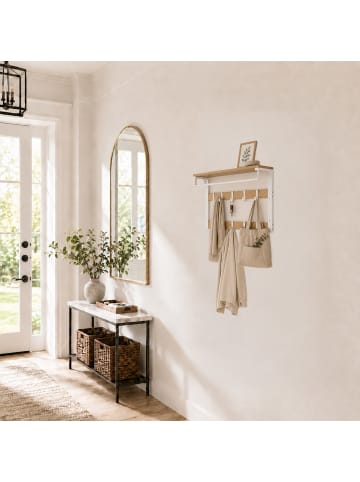 Wandgarderobe in Natur/ Weiß- (B)65 x (H)42 x (T)30 cm