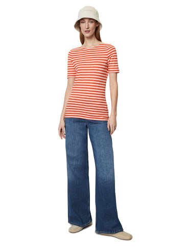 Marc O'Polo Gestreiftes T-Shirt slim in multi/ fruity orange